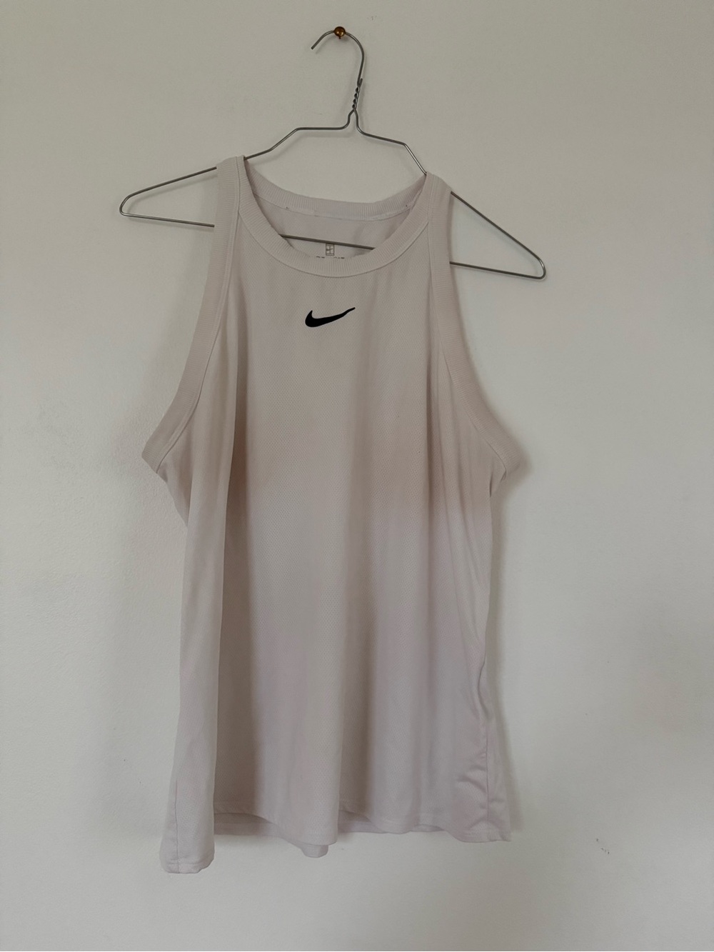 Nike Women’s Light Beige Athletic Tank with Black Swoosh
